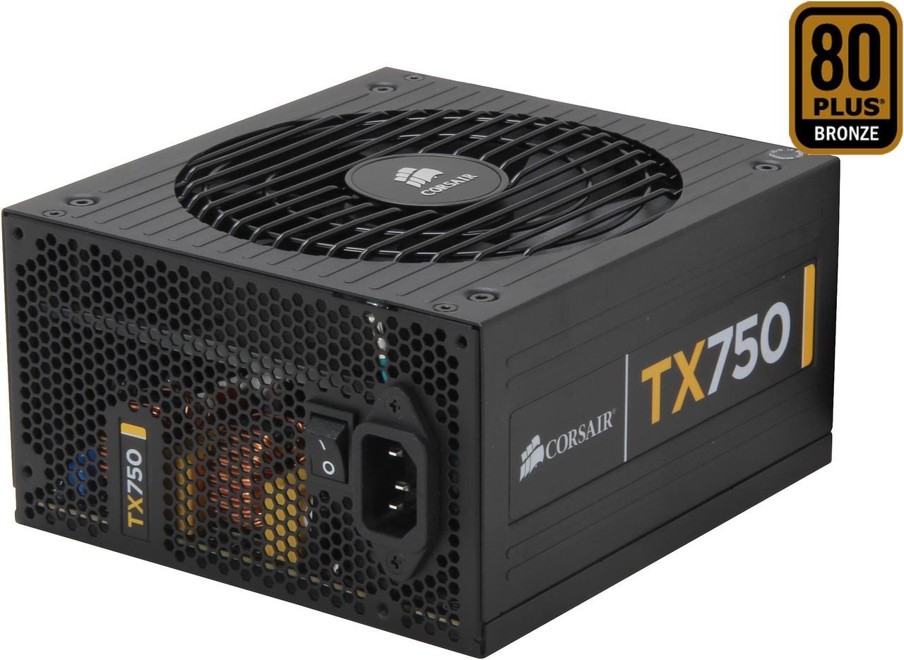 CORSAIR TX Series CMPSU-750TX 750 W ATX12V v2.3 SLI Ready CrossFire Ready 80 PLUS BRONZE Certified Active PFC Compatible with New 4th Gen CPU Certified Haswell Ready