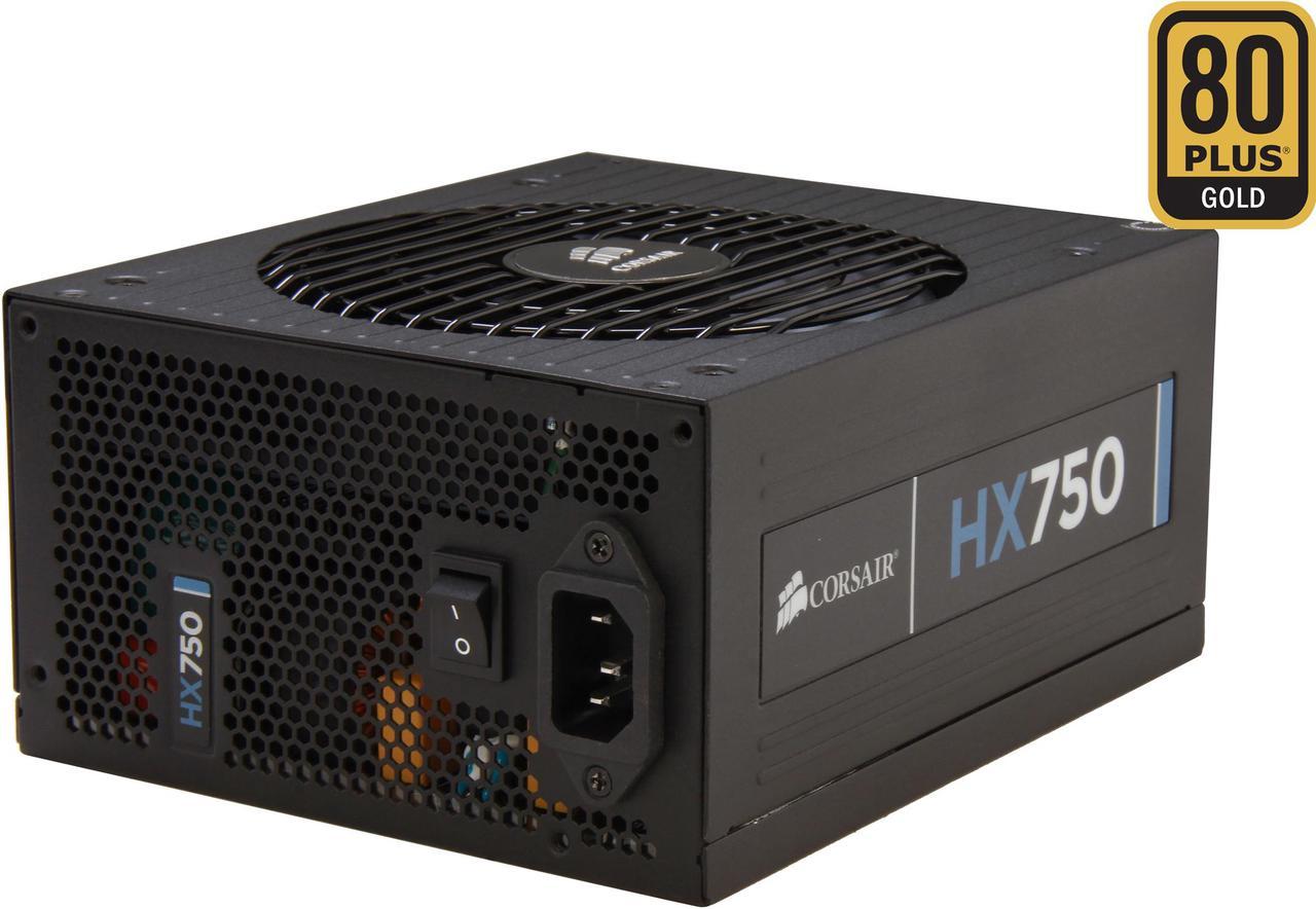 CORSAIR HX Series HX750 750 W ATX12V 2.3 / EPS12V 2.91 SLI Ready CrossFire Ready 80 PLUS GOLD Certified Modular Active PFC Power Supply New 4th Gen CPU Certified Haswell Ready