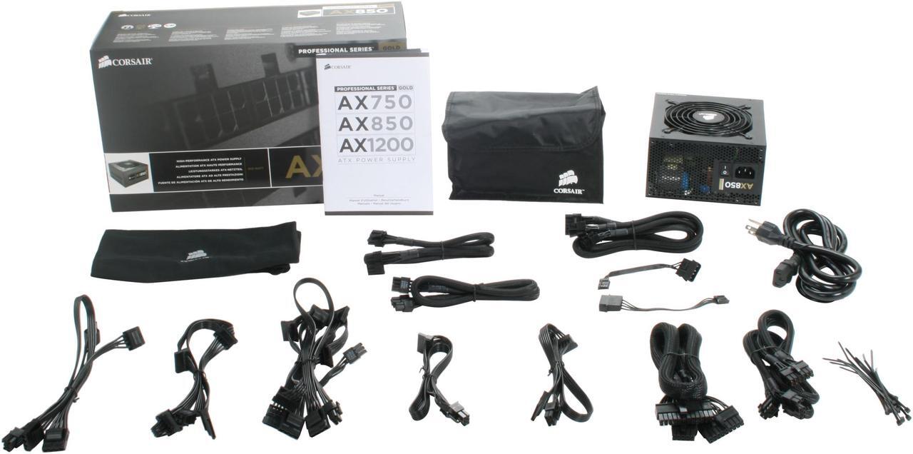 Alt view image 8 of 8 - CORSAIR Professional Series Gold AX850 (CMPSU-850AX) 850 W ATX12V v2.31 / EPS12V v2.92 80 PLUS GOLD Certified Full Modular Active PFC Power Supply