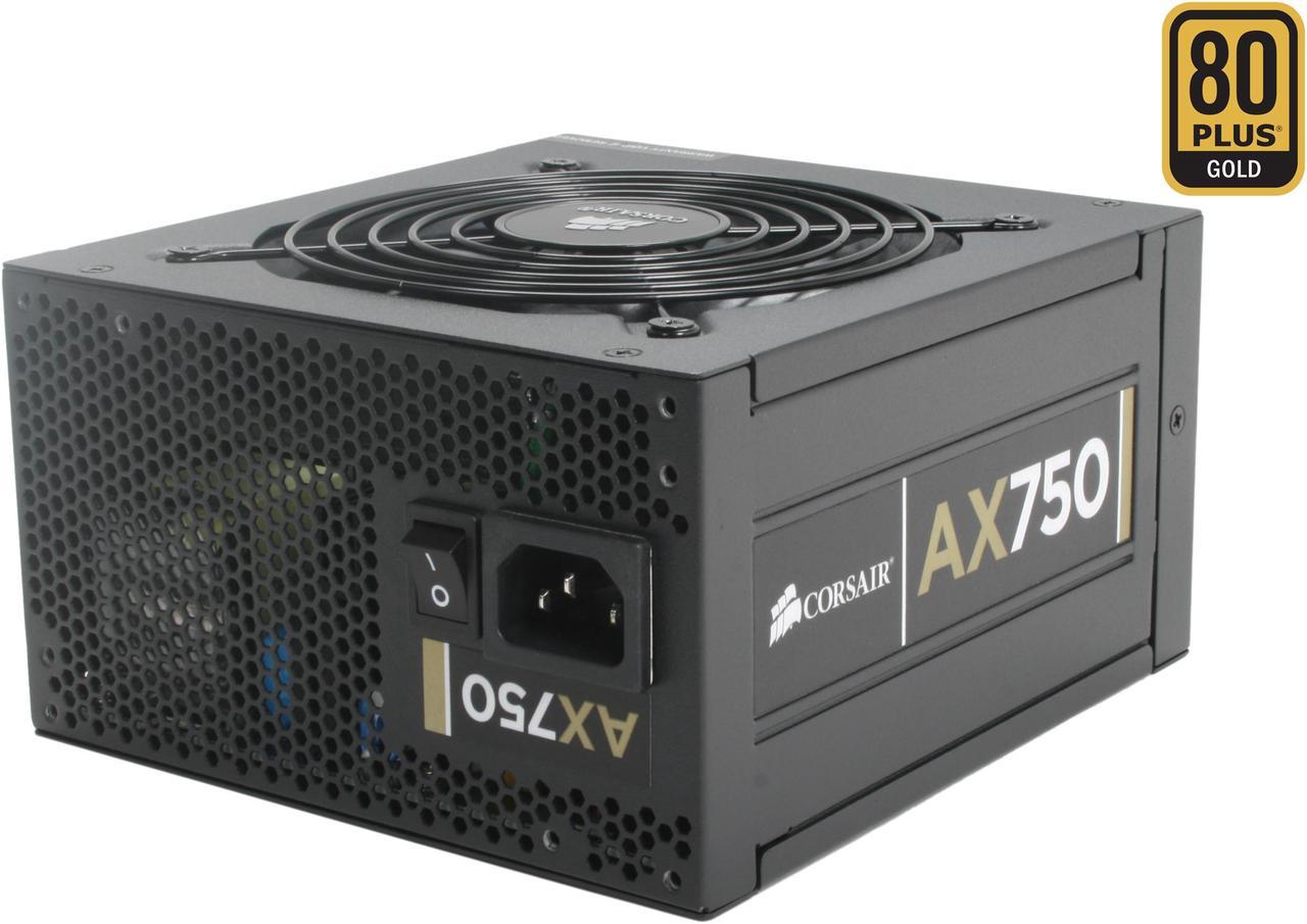 CORSAIR Professional Series Gold AX750 (CMPSU-750AX) 750 W ATX12V v2.31 / EPS12V v2.92 80 PLUS GOLD Certified Modular Active PFC Power Supply