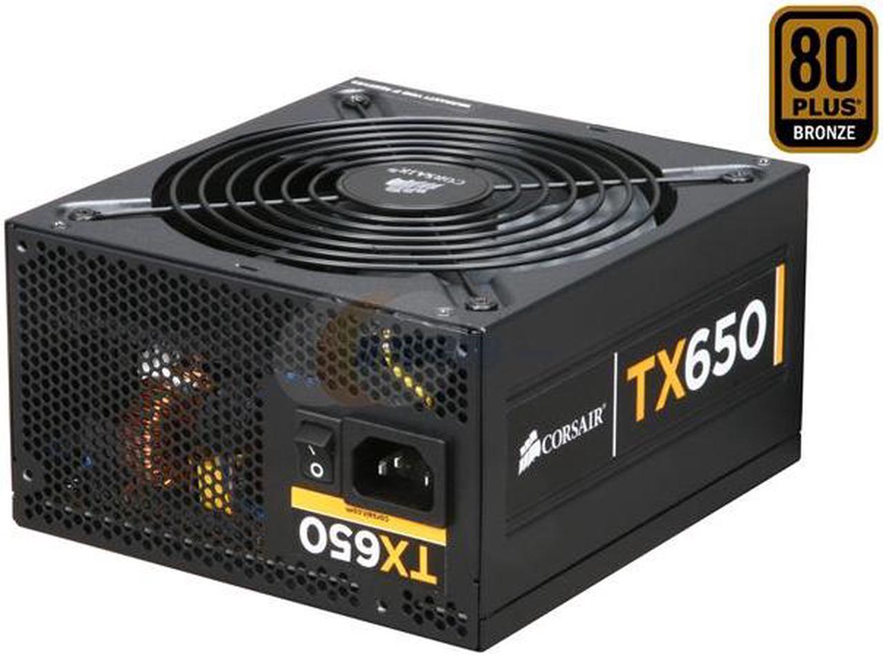 CORSAIR Enthusiast Series TX650 650W ATX12V/EPS12V 80 PLUS BRONZE Certified Active PFC High Performance Power Supply