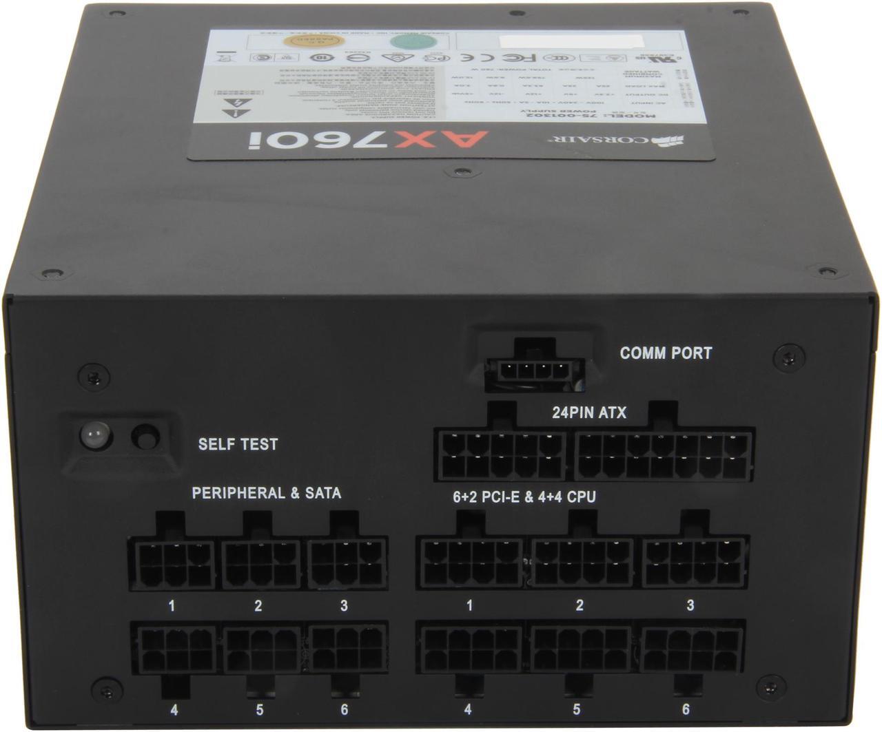 Alt view image 5 of 7 - CORSAIR AXi series AX760i 760 W Digital ATX12V / EPS12V SLI Ready CrossFire Ready 80 PLUS PLATINUM Certified Full Modular Active PFC Power Supply New 4th Gen CPU Certified Haswell Ready
