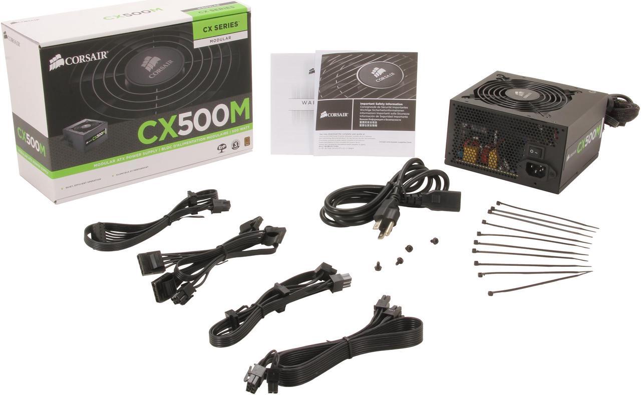 Alt view image 8 of 8 - CORSAIR CX-M series CX500M 500W 80 PLUS BRONZE Active PFC ATX12V & EPS12V Modular Power Supply