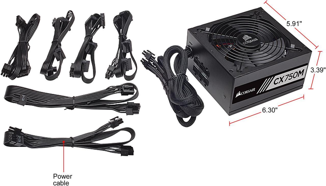 Alt view image 9 of 9 - CORSAIR CX-M Series CX750M 750W 80 PLUS BRONZE Haswell Ready ATX12V & EPS12V Semi-modular Power Supply