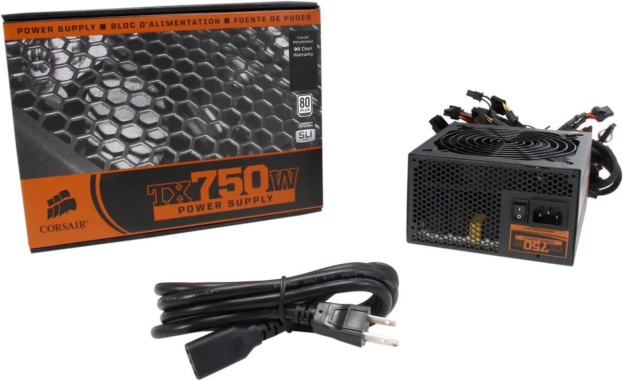 Alt view image 7 of 7 - Corsair Certified CMPSU-750TX TX Series CMPSU-750TX 750W ATX12V v2.3 SLI Ready CrossFire Ready 80 PLUS BRONZE Certified Active PFC Compatible with New 4th Gen CPU Certified Haswell Ready