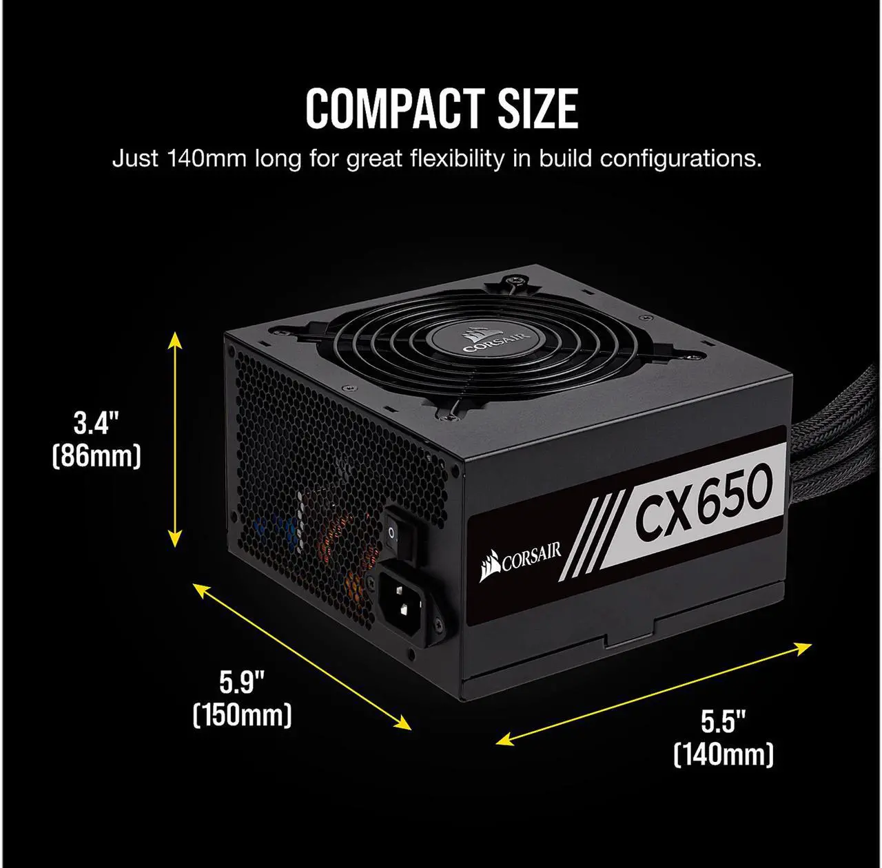 Alt view image 6 of 8 - CORSAIR CX Series CX650 650W ATX12V 80 PLUS BRONZE Certified Active PFC Power Supply, CP-9020122-NA