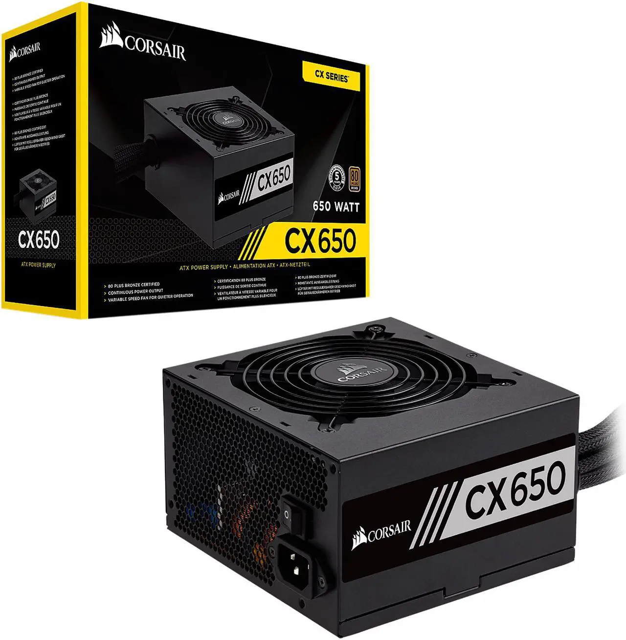 Alt view image 7 of 8 - CORSAIR CX Series CX650 650W ATX12V 80 PLUS BRONZE Certified Active PFC Power Supply, CP-9020122-NA