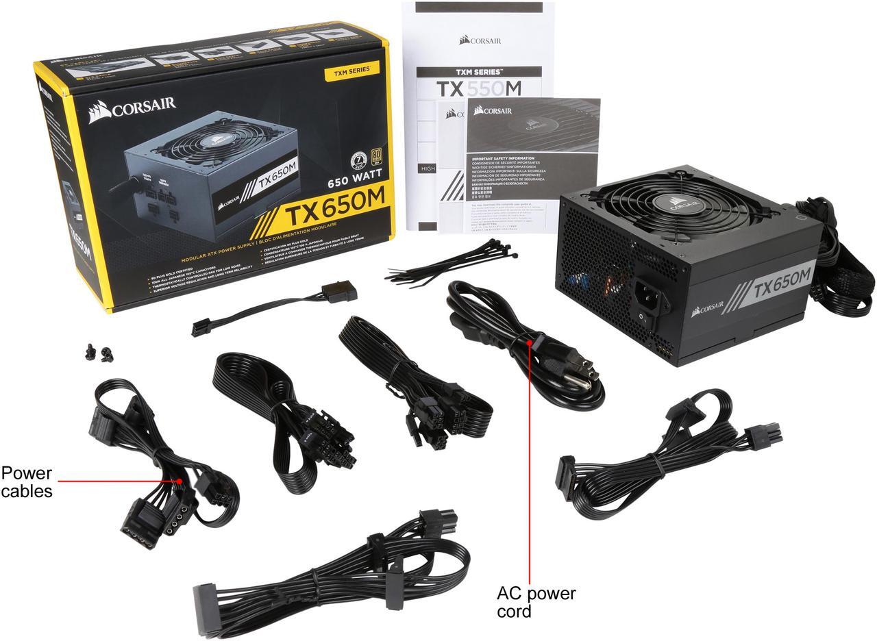 Alt view image 7 of 7 - CORSAIR TX-M Series TX650M CP-9020132-NA 650 W ATX12V v2.4 / EPS 2.92 80 PLUS GOLD Certified Semi-Modular Active PFC Power Supply