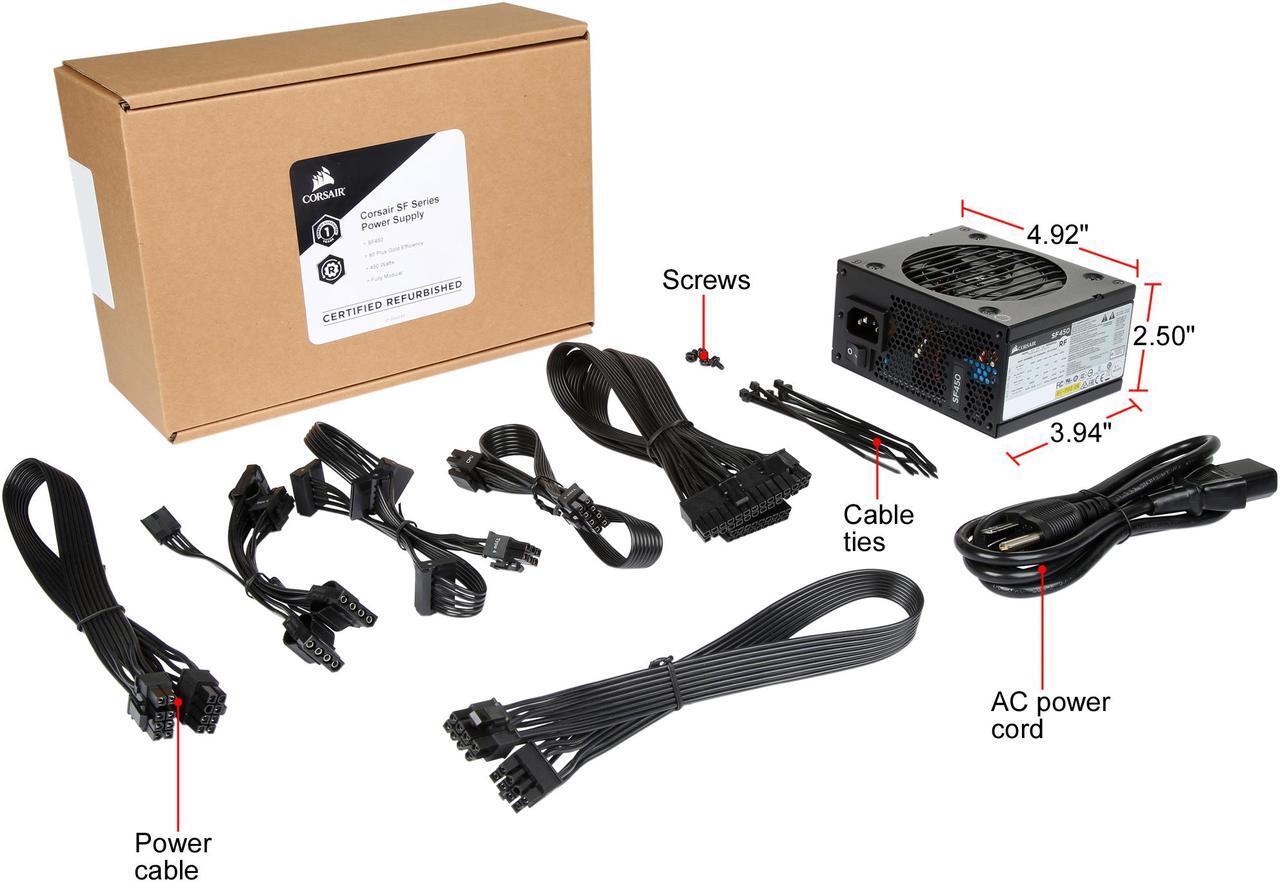 Alt view image 7 of 6 - Corsair Certified CP-9020104-NA SF Series SF450 450W 80 PLUS GOLD Active PFC Haswell Ready SFX SFX12V Micro ATX Full Modular Power Supply