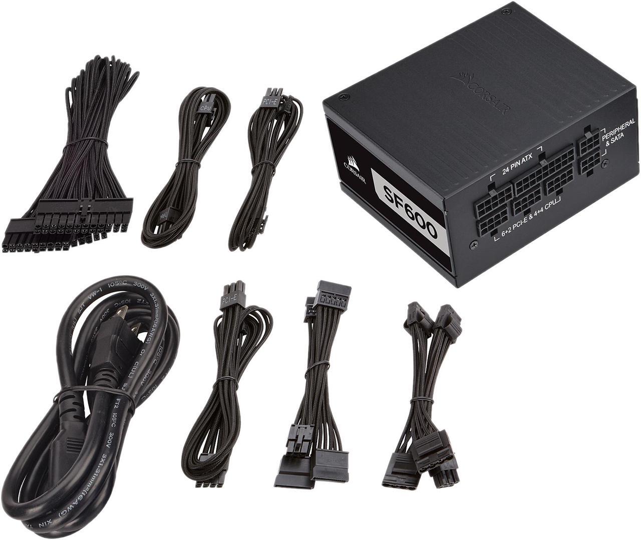 Alt view image 9 of 11 - CORSAIR SF Series SF600 CP-9020182-NA 600 W SFX 80 PLUS PLATINUM Certified Full Modular Power Supply