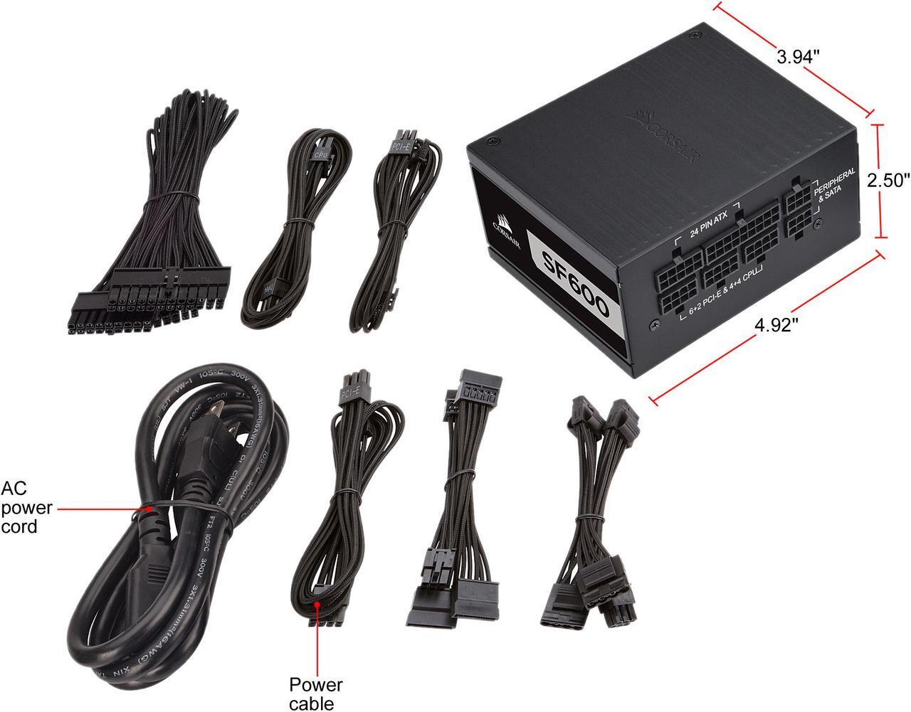 Alt view image 10 of 11 - CORSAIR SF Series SF600 CP-9020182-NA 600 W SFX 80 PLUS PLATINUM Certified Full Modular Power Supply