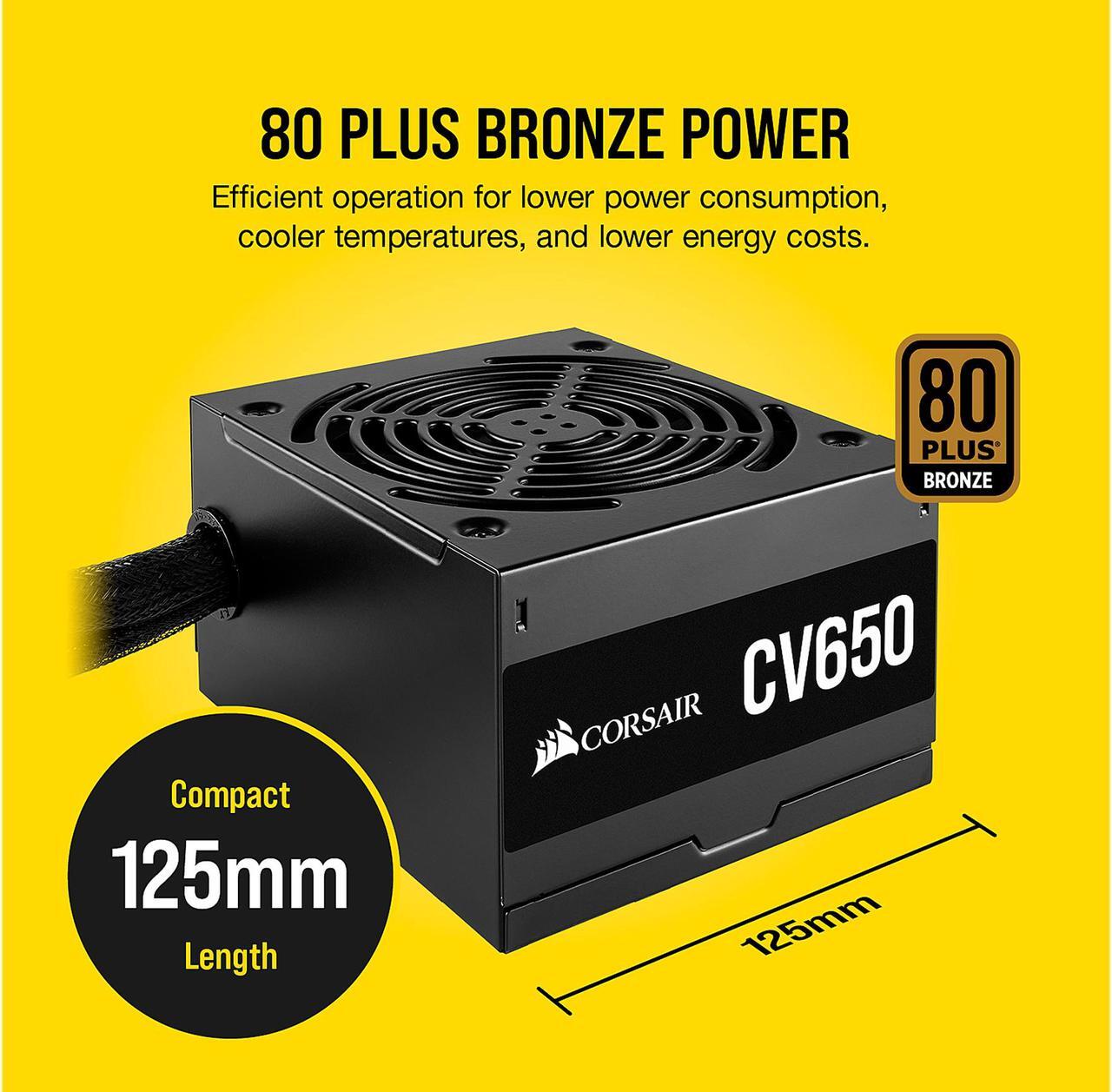 Alt view image 4 of 8 - CORSAIR CV Series CV650 CP-9020211-NA 650 W ATX12V 80 PLUS BRONZE Certified Non-Modular Power Supply