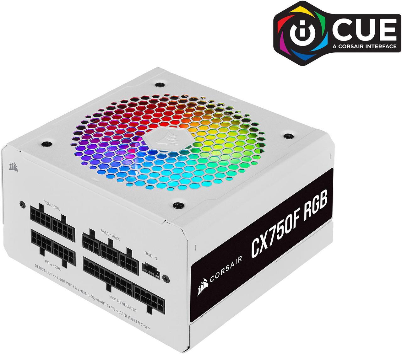 Main image of CORSAIR CX-F RGB Series CX750F RGB White 750W 80 PLUS Bronze Fully Modular ATX Power Supply, CP-9020227-NA