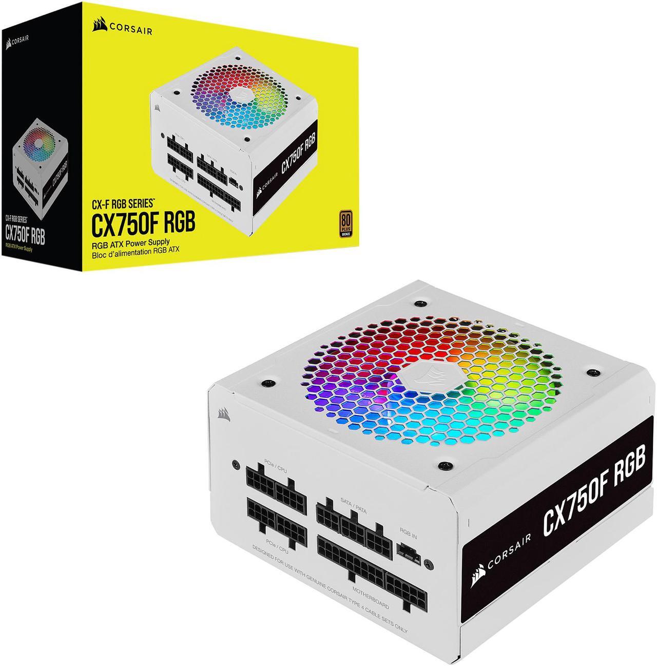 Alt view image 6 of 7 - CORSAIR CX-F RGB Series CX750F RGB White 750W 80 PLUS Bronze Fully Modular ATX Power Supply, CP-9020227-NA