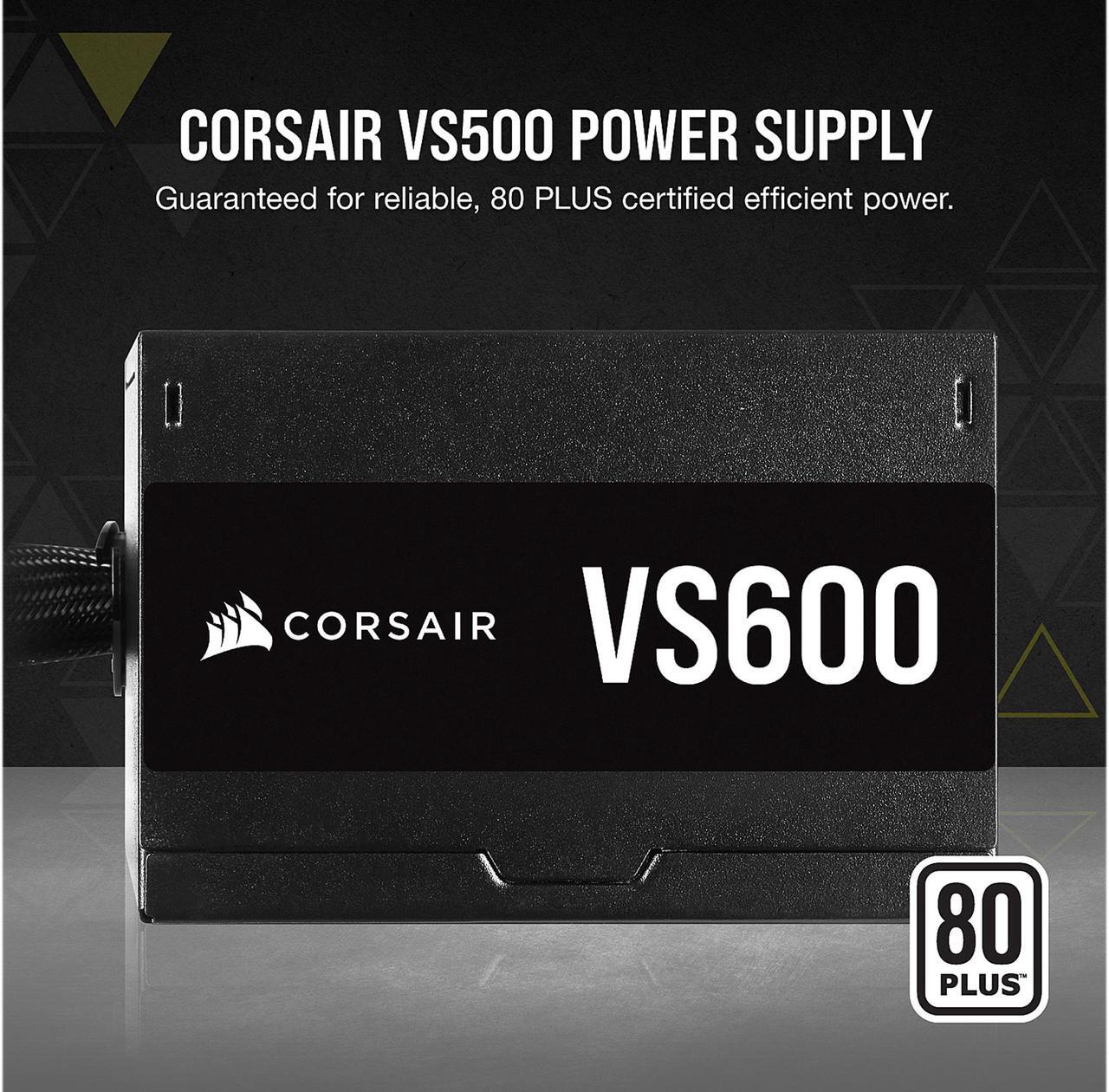 Alt view image 2 of 14 - CORSAIR VS Series VS600 600W 80 PLUS Certified Non-Modular ATX Power Supply, CP-9020224-NA