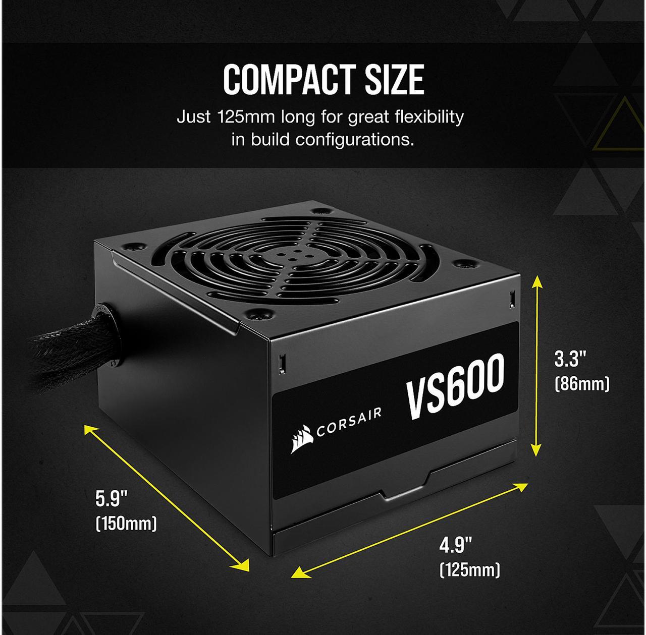 Alt view image 6 of 14 - CORSAIR VS Series VS600 600W 80 PLUS Certified Non-Modular ATX Power Supply, CP-9020224-NA