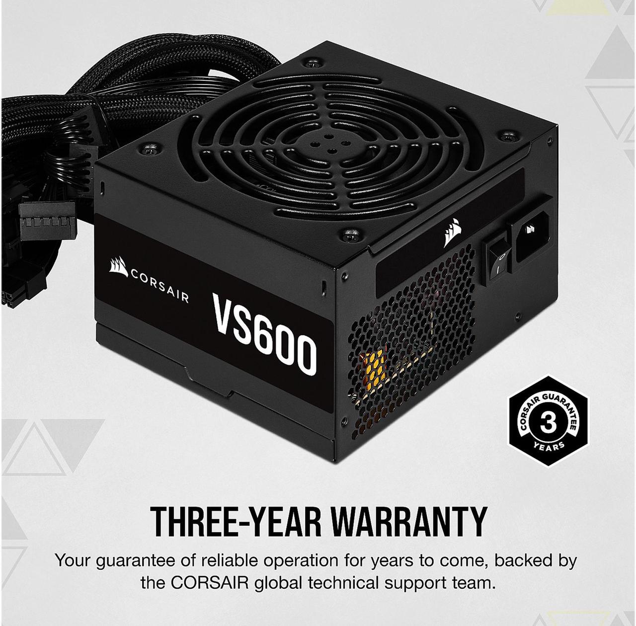 Alt view image 7 of 14 - CORSAIR VS Series VS600 600W 80 PLUS Certified Non-Modular ATX Power Supply, CP-9020224-NA