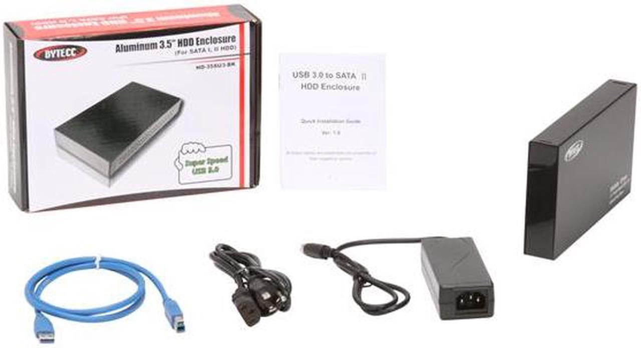 Alt view image 6 of 6 - BYTECC HD-35SU3-BK Aluminum 3.5" Black SATA I/II USB 3.0 External Enclosure