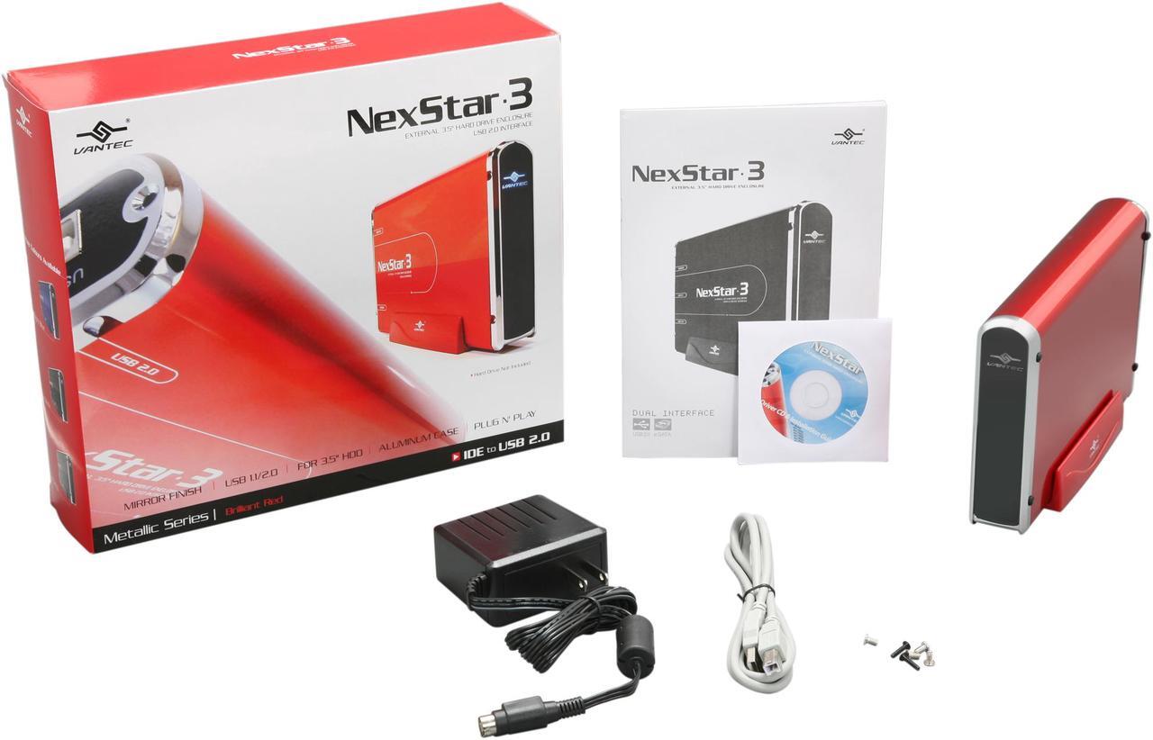 Alt view image 6 of 5 - Vantec NexStar 3 3.5" IDE to USB 2.0 External Hard Drive Enclosure (Brilliant Red) - Model NST-360U2-RD