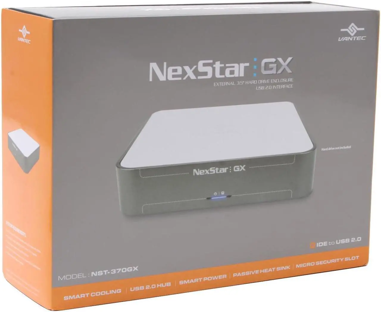 Alt view image 6 of 6 - Vantec NexStar GX 3.5" IDE to USB 2.0 External Hard Drive Enclosure with 3-Port USB 2.0 Hub - Model NST-370GX