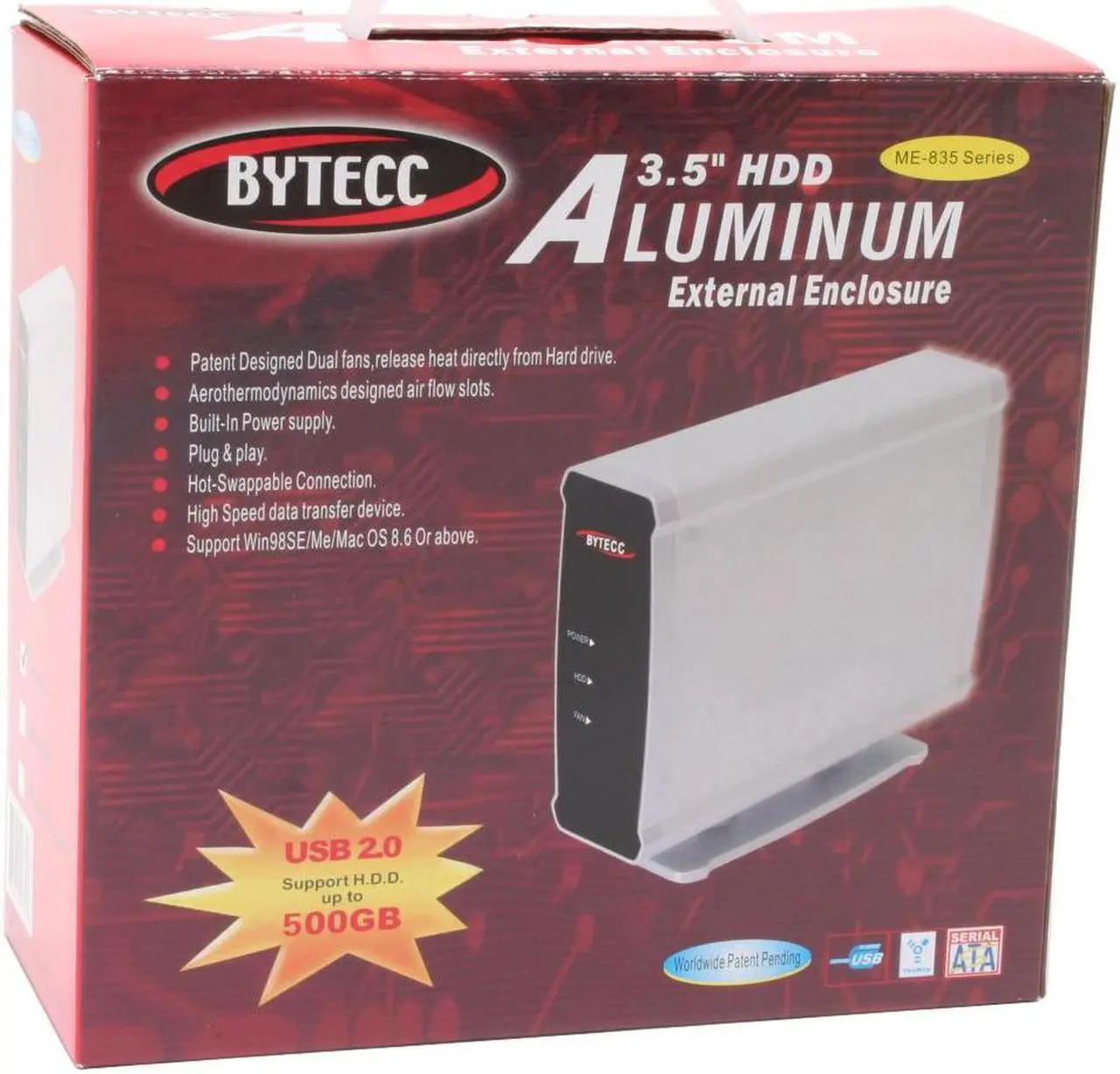Alt view image 5 of 5 - BYTECC ME-835U2 (SILVER) Aluminum 3.5" IDE USB 2.0 Dual Fans HDD External Enclosure
