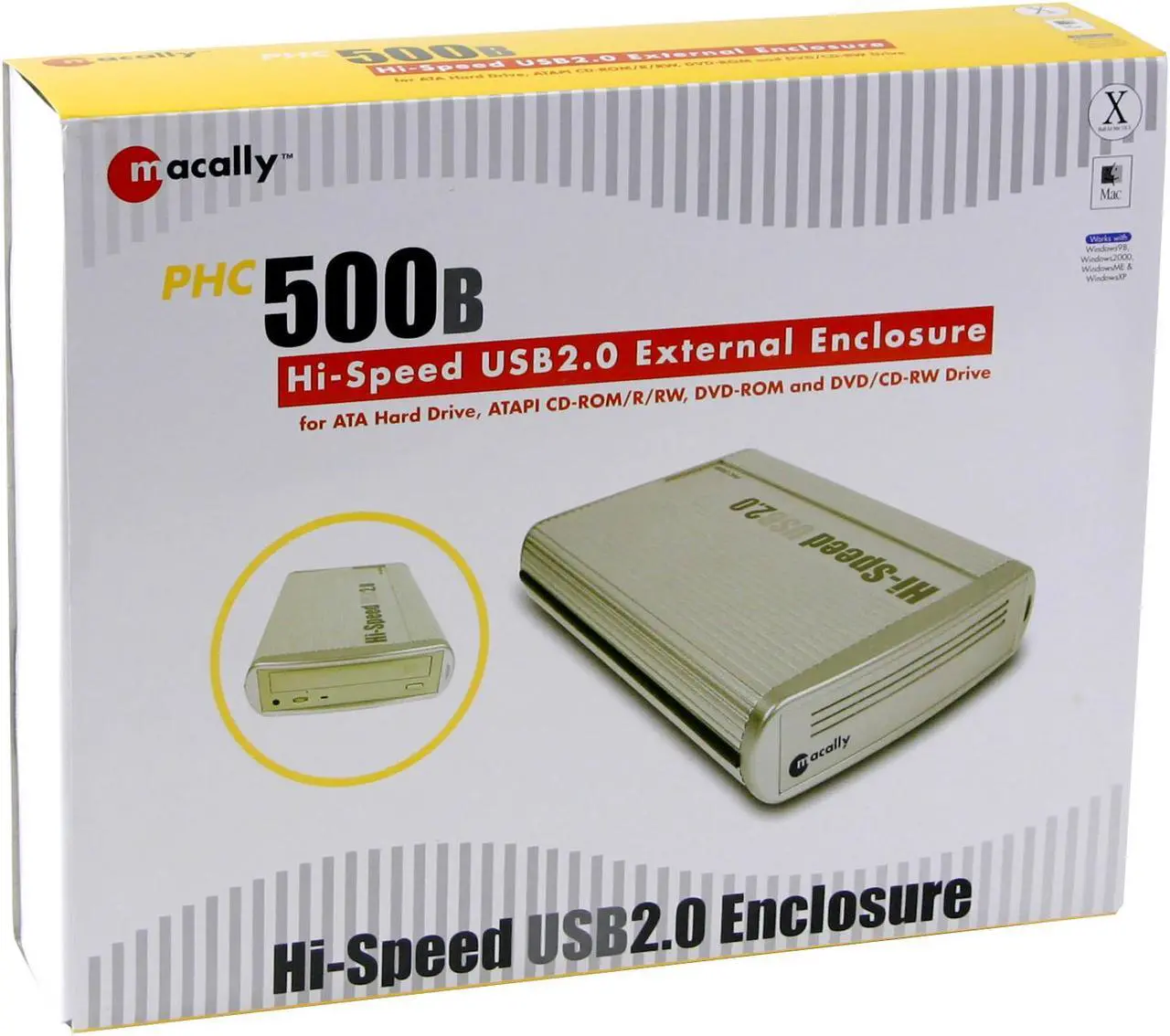 Alt view image 5 of 5 - Macally PHC-500B 5.25" USB 2.0 Solid Aluminum External Enclosure
