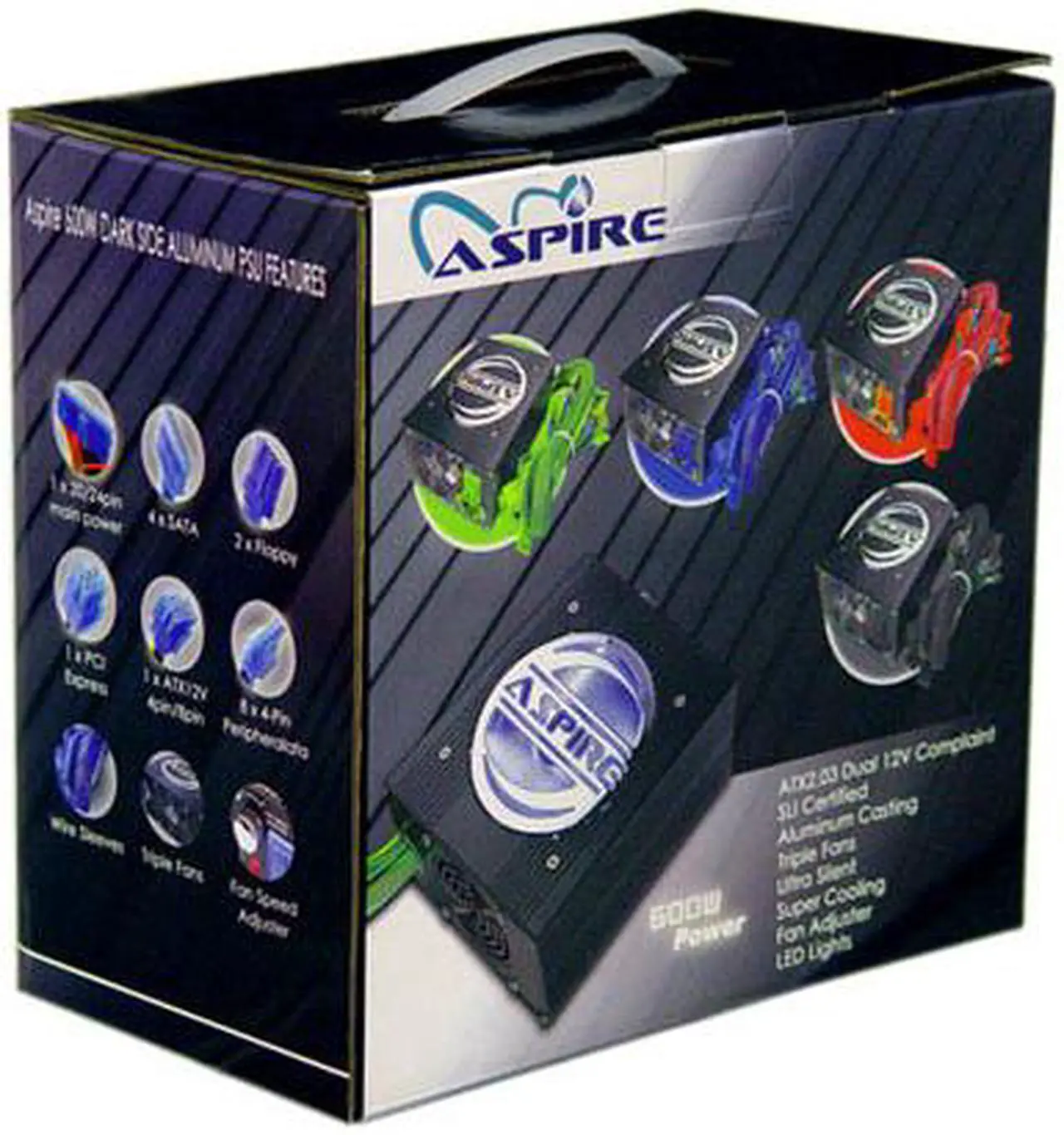 Alt view image 13 of 13 - APEVIA Dark Side ATX-AS600W-RD 600 W ATX12V / EPS12V SLI Certified CrossFire Ready Power Supply