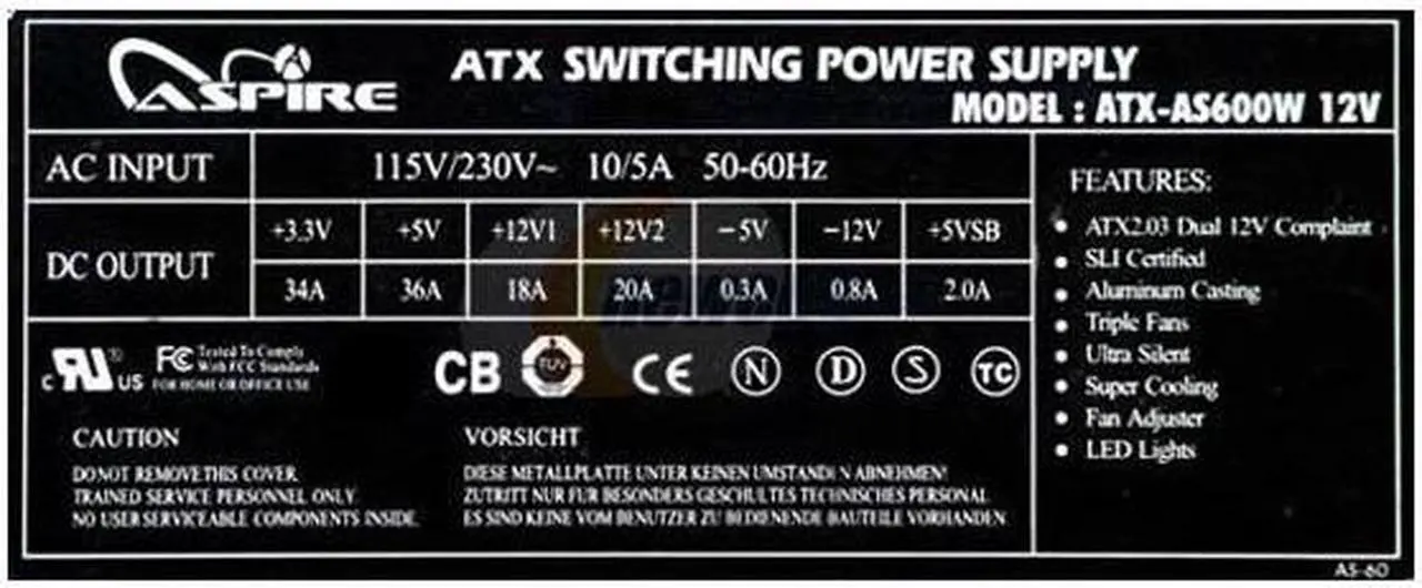 Alt view image 6 of 13 - APEVIA Dark Side ATX-AS600W-RD 600 W ATX12V / EPS12V SLI Certified CrossFire Ready Power Supply