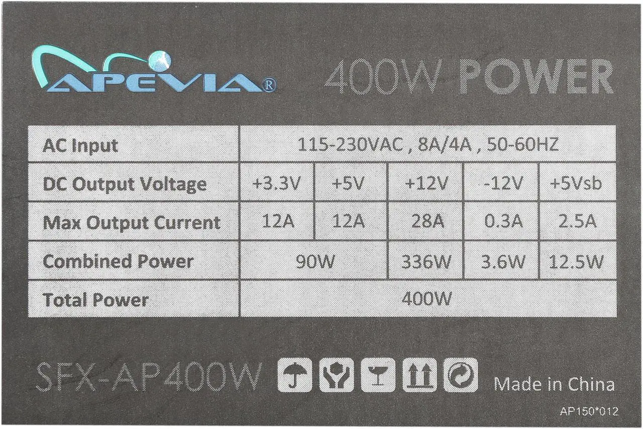 Alt view image 7 of 7 - APEVIA SFX-AP400W 400 W SFX Power Supply