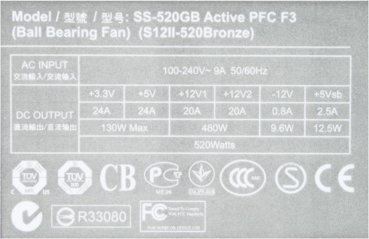 Alt view image 6 of 7 - SeaSonic S12II 520 Bronze 520 W ATX12V V2.3 / EPS 12V V2.91 80 PLUS BRONZE Certified Active PFC Power Supply
