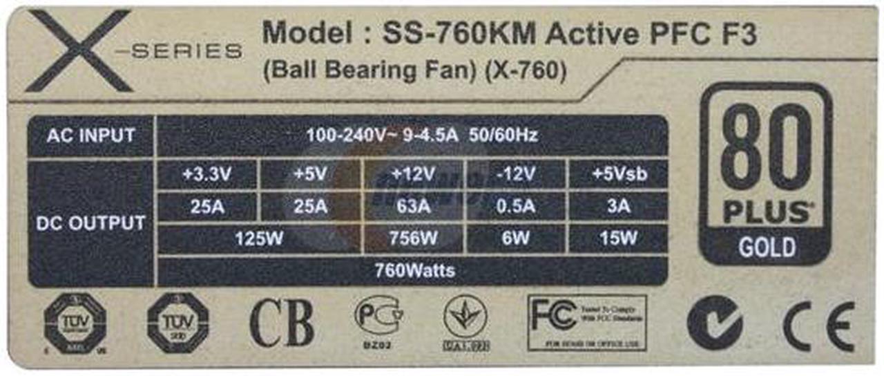 Alt view image 5 of 6 - SeaSonic X760 (SS-760KM) 760W ATX12V V2.3/EPS 12V V2.91, 80Plus Gold Certified, Active PFC Power Supply