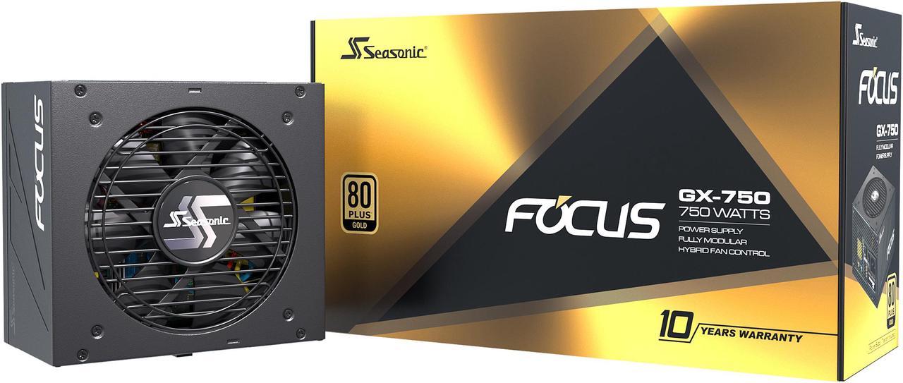 Seasonic FOCUS GX-750, 750W 80+ Gold, Full- Modular, ATX Form Factor, Low Noise, Premium Japanese Capacitor, 10 Year Warranty, Nvidia RTX 30/40 Super, AMD GPU Compatible, Ref# SSR-750FX