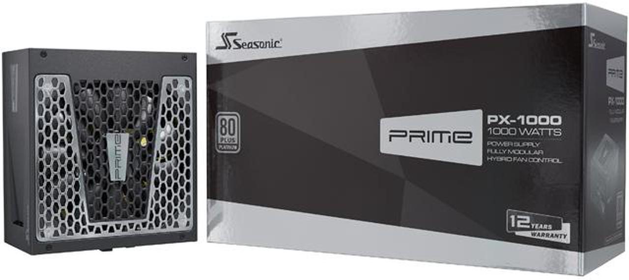 Seasonic PRIME PX-1000, 1000W 80+ Platinum, Full Modular, Fan Control in Fanless, Silent, and Cooling Mode, 12 Year Warranty, Perfect Power Supply for Gaming and High-Performance Systems, SSR-1000PD.