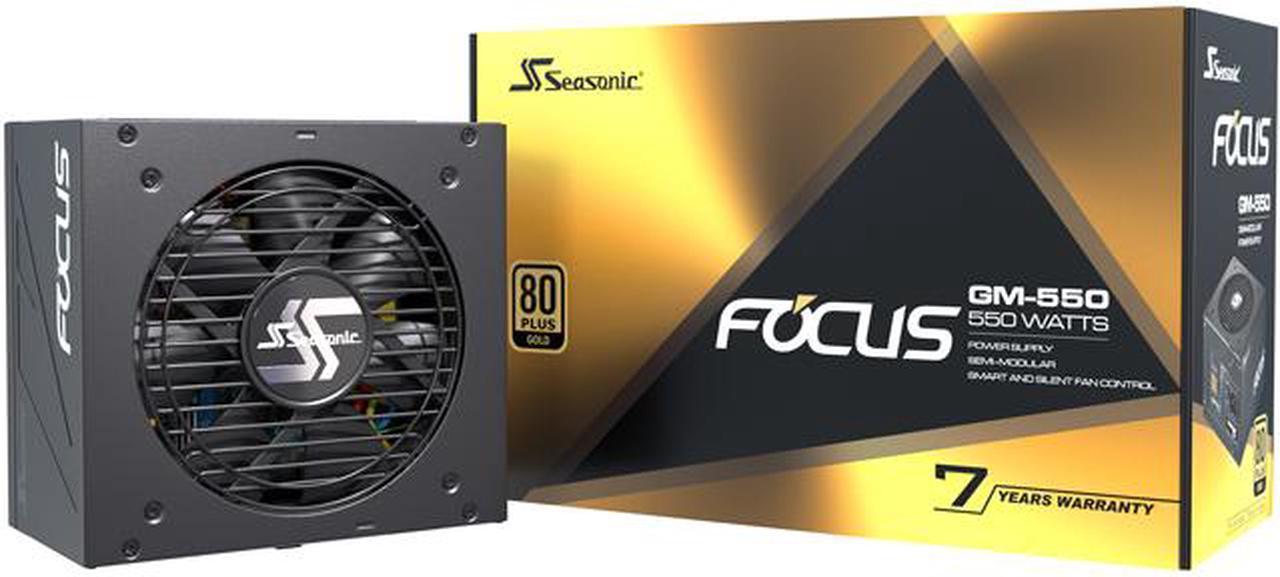 Seasonic FOCUS GM-550, 550W 80+ Gold, Semi-Modular, ATX Form Factor, Low Noise, Premium Japanese Capacitor, 7 Year Warranty, Nvidia RTX 30/40 Super, AMD GPU Compatible, Ref# SSR-550FM