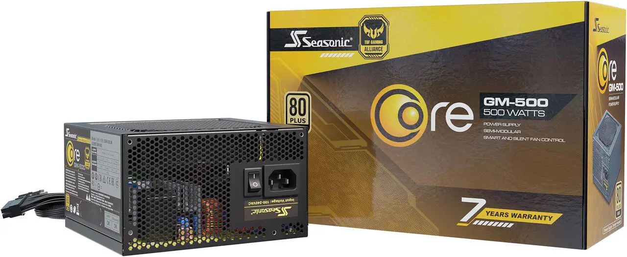 Main image of Seasonic CORE GM-500, 500W 80+ Gold, Semi-Modular, Fan Control in Silent and Cooling Mode, Perfect Power Supply for Gaming and Various Application, SSR-500LM