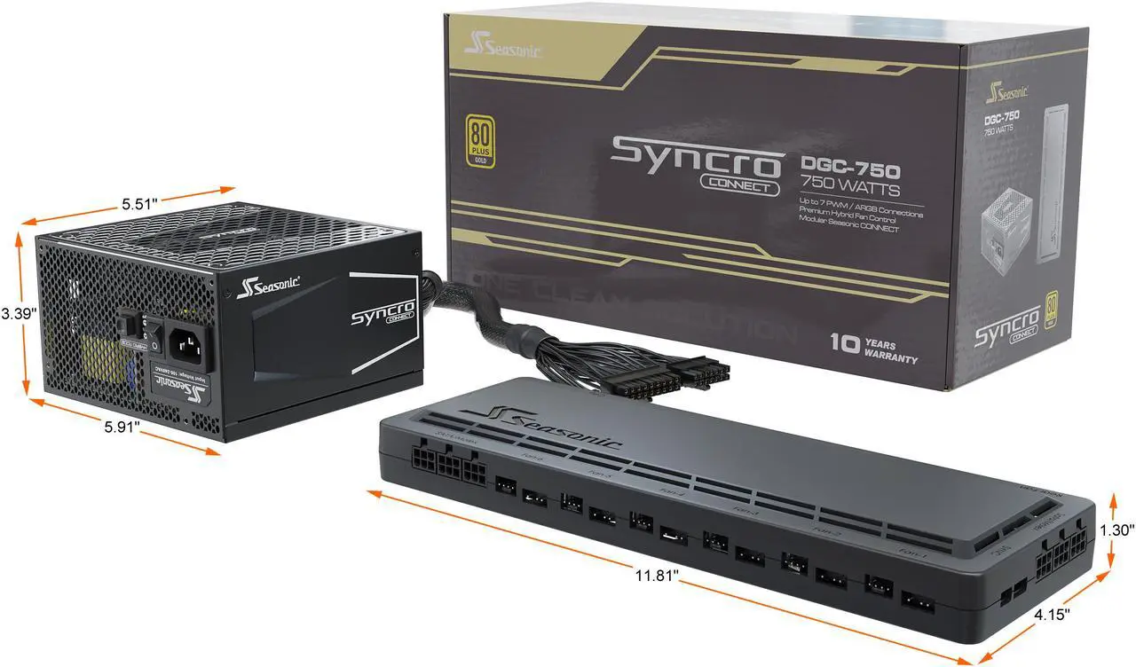 Alt view image 3 of 9 - Seasonic SYNCRO DGC-750, 750W 80+ Gold Power Supply, CONNECT Module Cable Management, SSR-750FA2, Must be Used with Case Q704 to Function Normally.