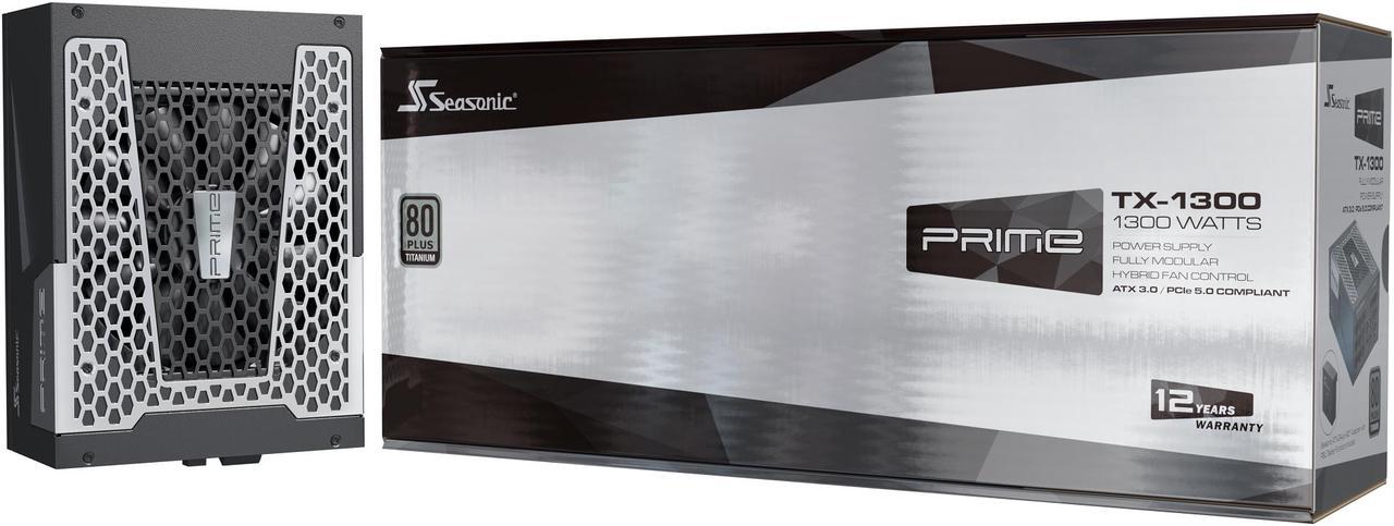 Seasonic PRIME TX-1300, 1300W 80+ Titanium, ATX 3.0 & PCIe 5.0 Ready, Full Modular, ATX Form Factor, Low Noise, Premium Japanese Capacitor, Nvidia RTX 30/40 Super, AMD GPU Compatible, Ref# SSR-1300TR2