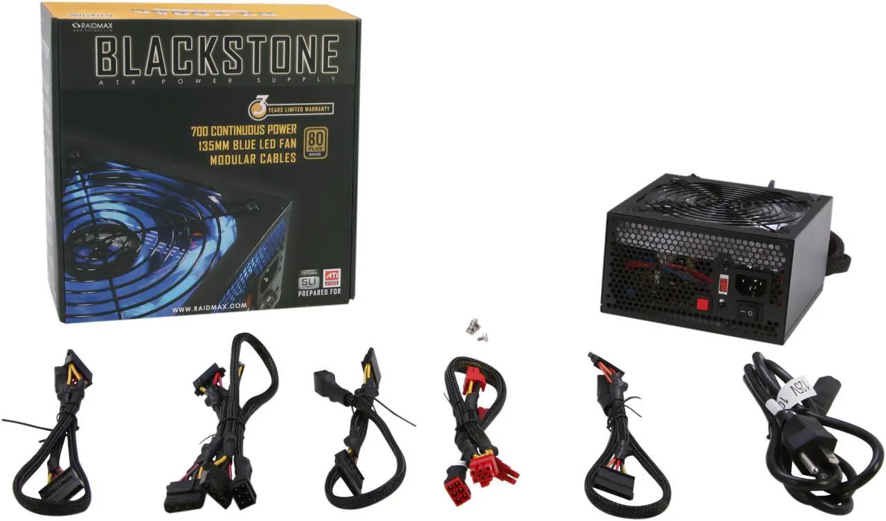Alt view image 7 of 7 - RAIDMAX Blackstone series RX-700AC 700W Continuous Power ATX12V V2.3 / EPS12V V2.91 80 PLUS BRONZE Certified Modular Active PFC Power Supply