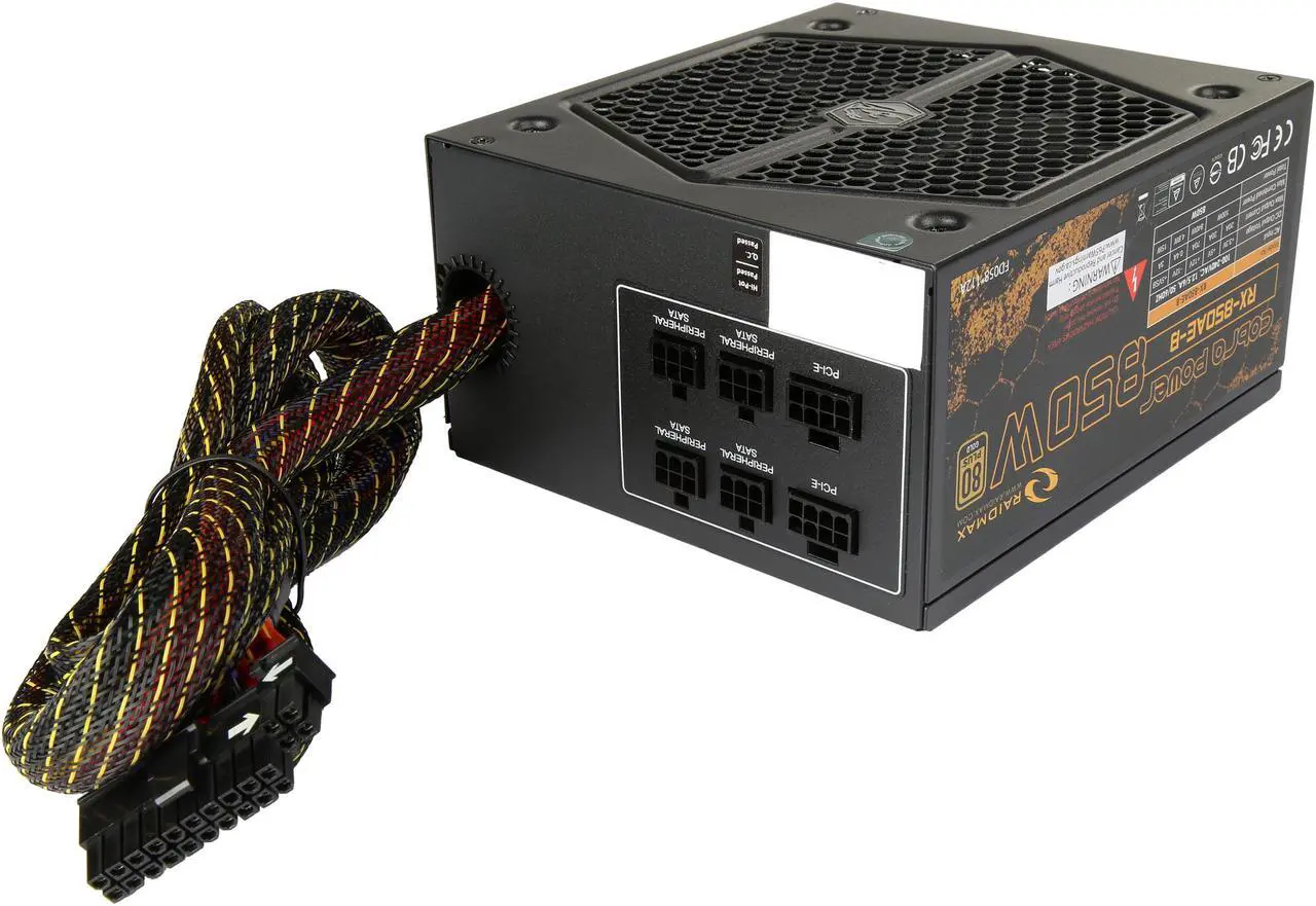Alt view image 5 of 9 - RAIDMAX Cobra series RX-850AE-B 850 W ATX 12V v2.3 / EPS 12V SLI Ready CrossFire Ready 80 PLUS GOLD Certified Modular Power Supply