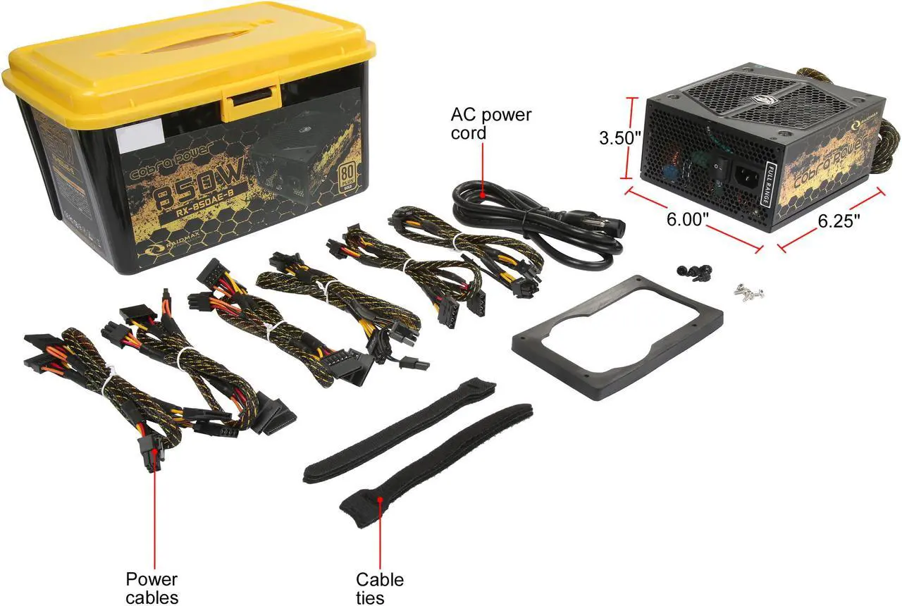 Alt view image 9 of 9 - RAIDMAX Cobra series RX-850AE-B 850 W ATX 12V v2.3 / EPS 12V SLI Ready CrossFire Ready 80 PLUS GOLD Certified Modular Power Supply