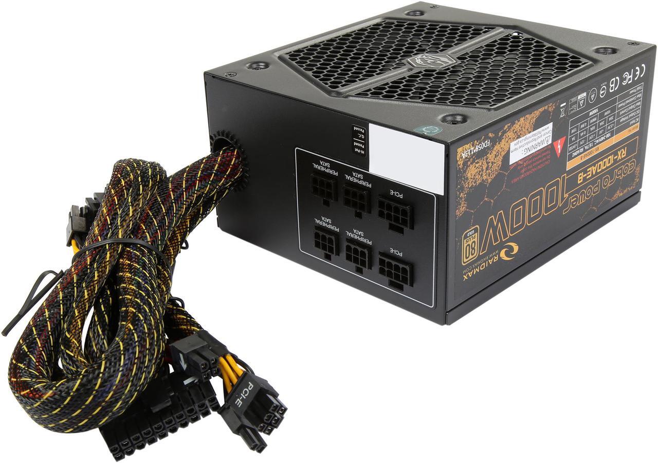 Alt view image 5 of 9 - RAIDMAX Cobra series RX-1000AE-B 1000 W ATX 12V v2.3 / EPS 12V SLI Ready CrossFire Ready 80 PLUS GOLD Certified Modular Power Supply