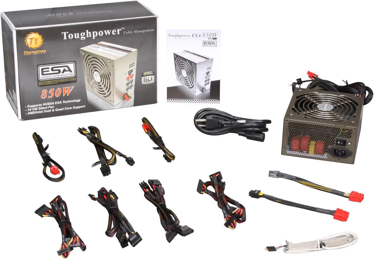 Alt view image 7 of 7 - Thermaltake Toughpower W0178RU 850 W ATX12V V2.2 / EPS12V V2.91 SLI Certified 80 PLUS Certified Modular Active PFC Power Supply