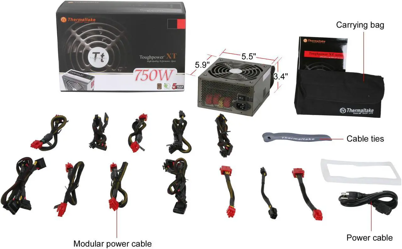 Alt view image 9 of 9 - Thermaltake Toughpower XT W0229RU 750W ATX12V V2.3 80PLUS BRONZE ATI CrossFireX Certified AMD GAME READY FanDelayCool Modular Power Supply