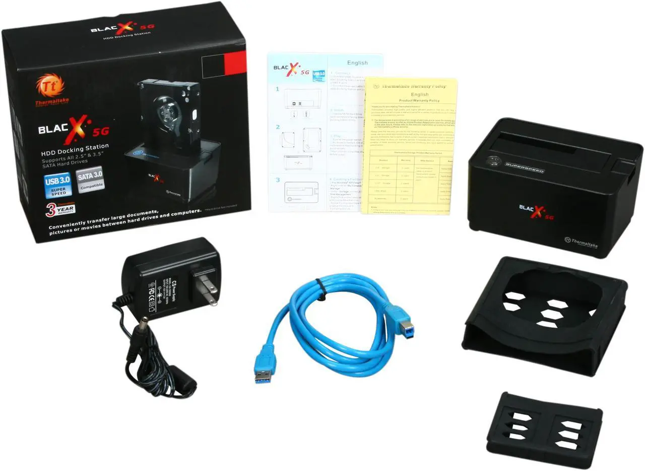 Alt view image 6 of 5 - Thermaltake BlacX 5G ST0019U ABS Plastic 2.5" & 3.5" Black SATA I/II/III USB 3.0 Docking Station