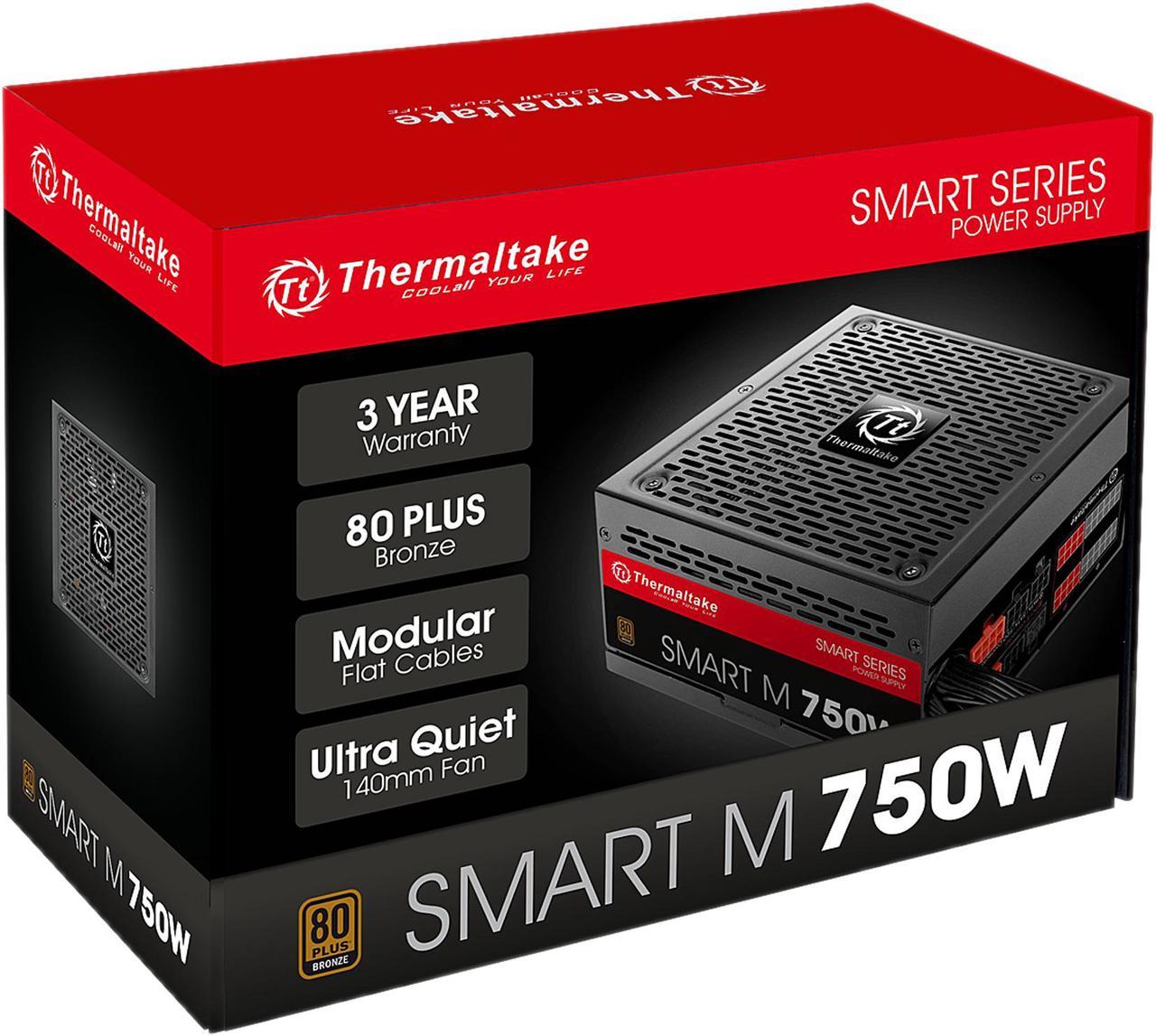 Alt view image 8 of 8 - Thermaltake SMART Series SP-750M 750 W ATX 12V V2.3 & EPS 12V SLI Ready CrossFire Ready 80 PLUS BRONZE Certified Semi-Modular Active PFC Power Supply