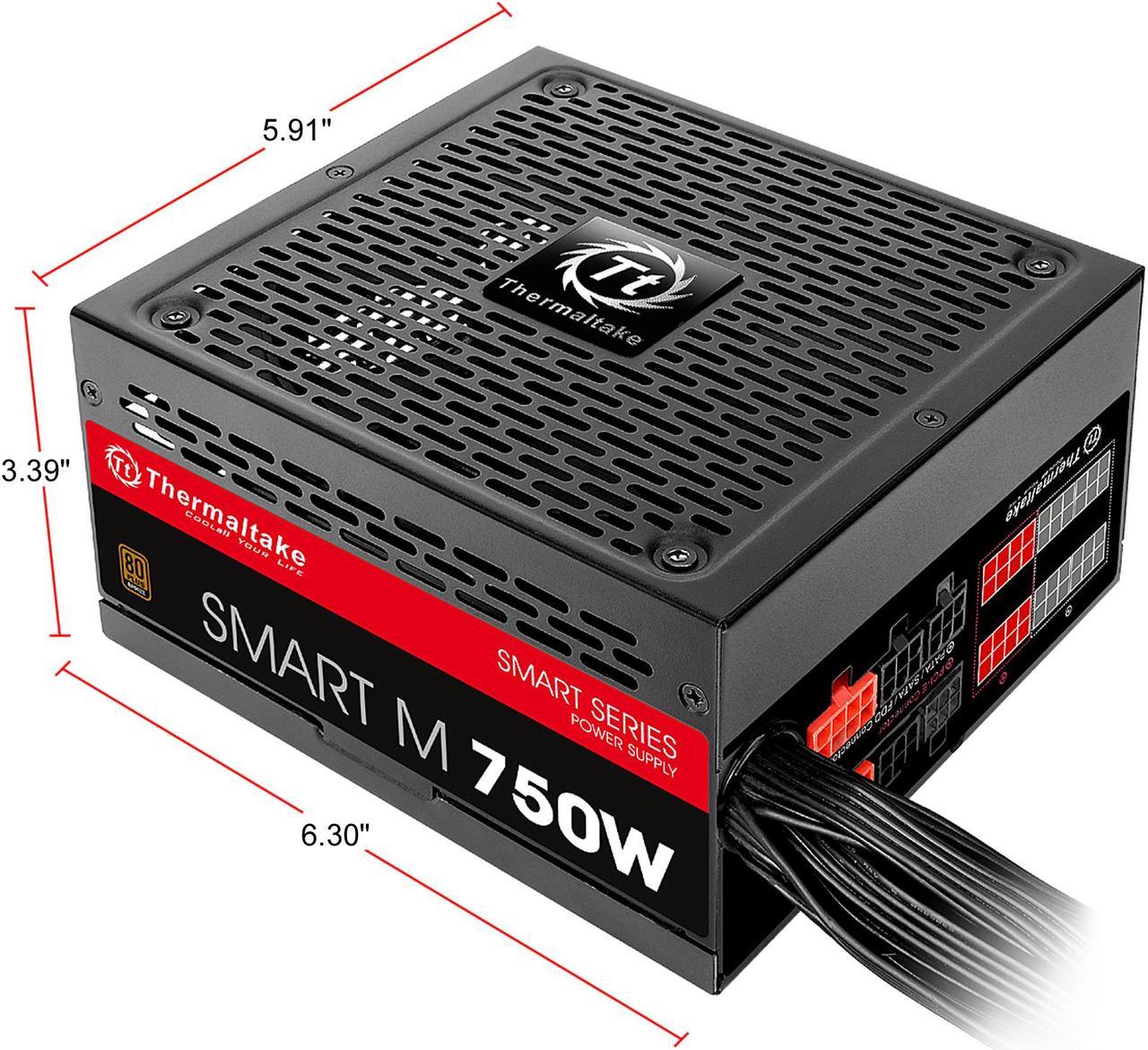 Alt view image 3 of 8 - Thermaltake SMART Series SP-750M 750 W ATX 12V V2.3 & EPS 12V SLI Ready CrossFire Ready 80 PLUS BRONZE Certified Semi-Modular Active PFC Power Supply