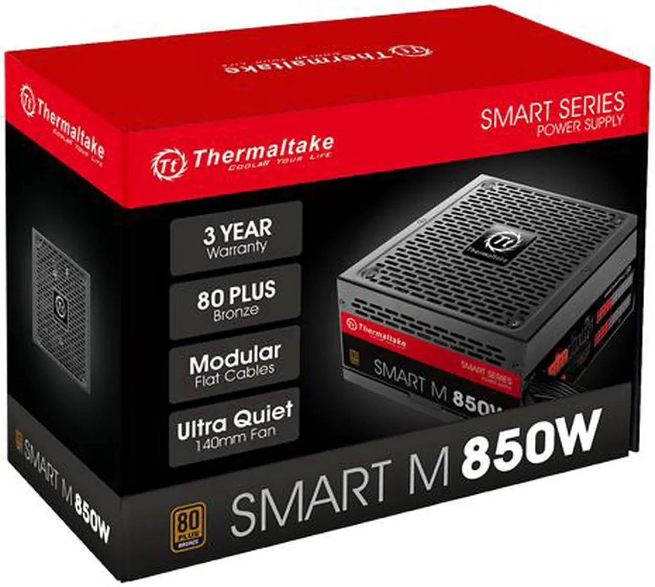 Alt view image 7 of 7 - Thermaltake SMART M Series SP-850M 850 W Intel ATX 12V 2.3 SLI Certified CrossFire Certified 80 PLUS BRONZE Certified Semi-Modular Active PFC Power Supply