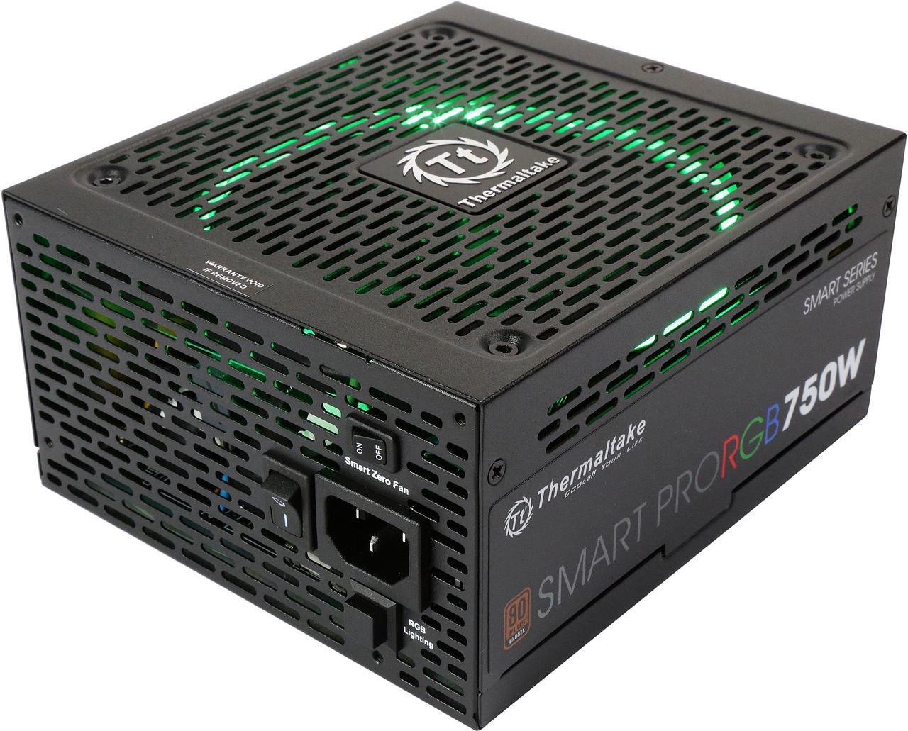 Thermaltake Smart Pro RGB 750W Smart Zero Fan SLI/CrossFire Ready Continuous Power ATX12V v2.4 / EPS v2.92 80 PLUS Bronze Certified Full Modular Power Supply PS-SPR-0750FPCBUS-R