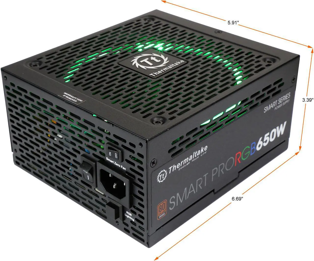 Alt view image 3 of 8 - Thermaltake Smart Pro RGB 650W Smart Zero Fan SLI/CrossFire Ready Continuous Power ATX12V v2.4 / EPS v2.92 80 PLUS Bronze Certified Full Modular Power Supply PS-SPR-0650FPCBUS-R