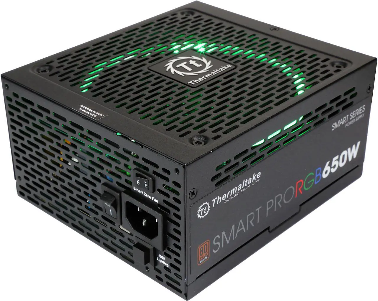 Main image of Thermaltake Smart Pro RGB 650W Smart Zero Fan SLI/CrossFire Ready Continuous Power ATX12V v2.4 / EPS v2.92 80 PLUS Bronze Certified Full Modular Power Supply PS-SPR-0650FPCBUS-R